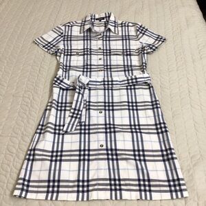 Burberry Navy and White Plaid Shirt